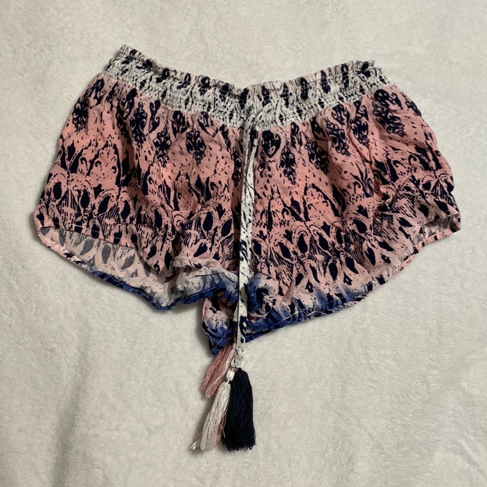 Ocean drive pink and blue flowy beach shorts